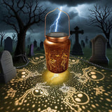 Solar Halloween Lantern – Retro Gold Copper Metal Design with Warm White Light & Auto On/Off (Waterproof Outdoor Decoration)