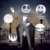 Jack Skellington Cosplay Costume Set for Adults – Full Halloween Outfit with Mask, Gloves & Bow Tie (Multicolor2)