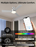 Homlit 42” Smart RGB Ceiling Fan with Music Sync, Alexa Control & Whisper-Quiet DC Motor – Silver