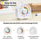 Rainbow Visual Timer with Magnetic Stand, Silent Rechargeable Countdown & Pomodoro Mode (60 Min / 12H) for Kids, Classroom & Focus Training – White