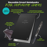 Rocketbook Flip Reusable Legal Pad Notebook – Top-Bound Spiral Smart Cloud Notepad with Lined & Dot Grid Pages (Black)