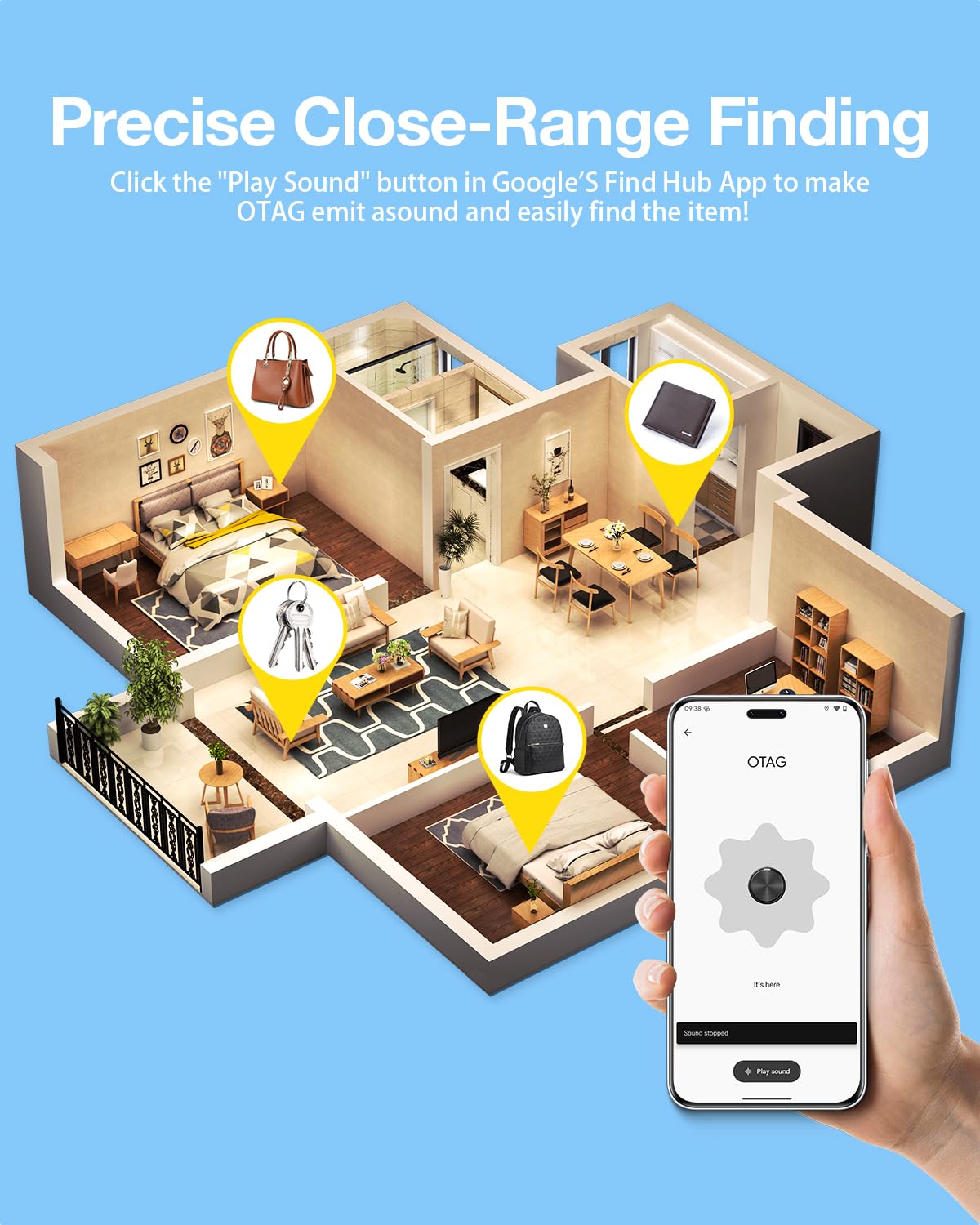 Android Find Hub Bluetooth Tracker Tag 4 Pack, UWB Distance Display, IP65 Waterproof, 2-Year Battery, Google Certified Item Locator