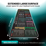 Pixiecube Excel Shortcut Keys Extended Mouse Pad XL Desk Mat Non Slip Stitched Edge Spreadsheet Cheat Sheet