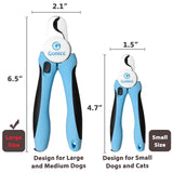 Ergonomic Dog & Cat Nail Clippers with Safety Guard & Hidden Nail File – Blue