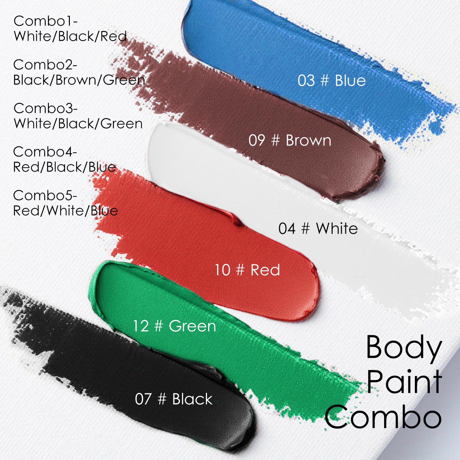 White Black Green Face Paint Stick Set – Waterproof Cream Makeup for Sports, Halloween & Cosplay