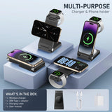 MagSafe 3-in-1 Foldable Wireless Charging Station with 20W Fast Adapter – Magnetic Travel Charging Dock Black