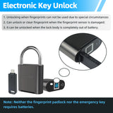 Waterproof Fingerprint Padlock with USB Rechargeable Battery, Biometric Smart Lock for Gym Locker, Gate, Bike & Outdoor Security