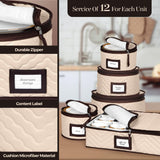 Quilted China Storage Container Set – 5-Piece Dinnerware & Glassware Protection Organizer (12 Place Settings)
