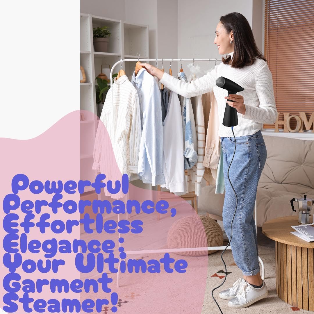 Professional Handheld Garment Steamer with Fast Heat, Leakproof Portable Wrinkle Remover for Travel & Home Use