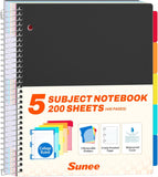 All-in-One Study Notebook with 5 Pocket Dividers, 400 College Ruled Pages and Binder-Ready Sheets