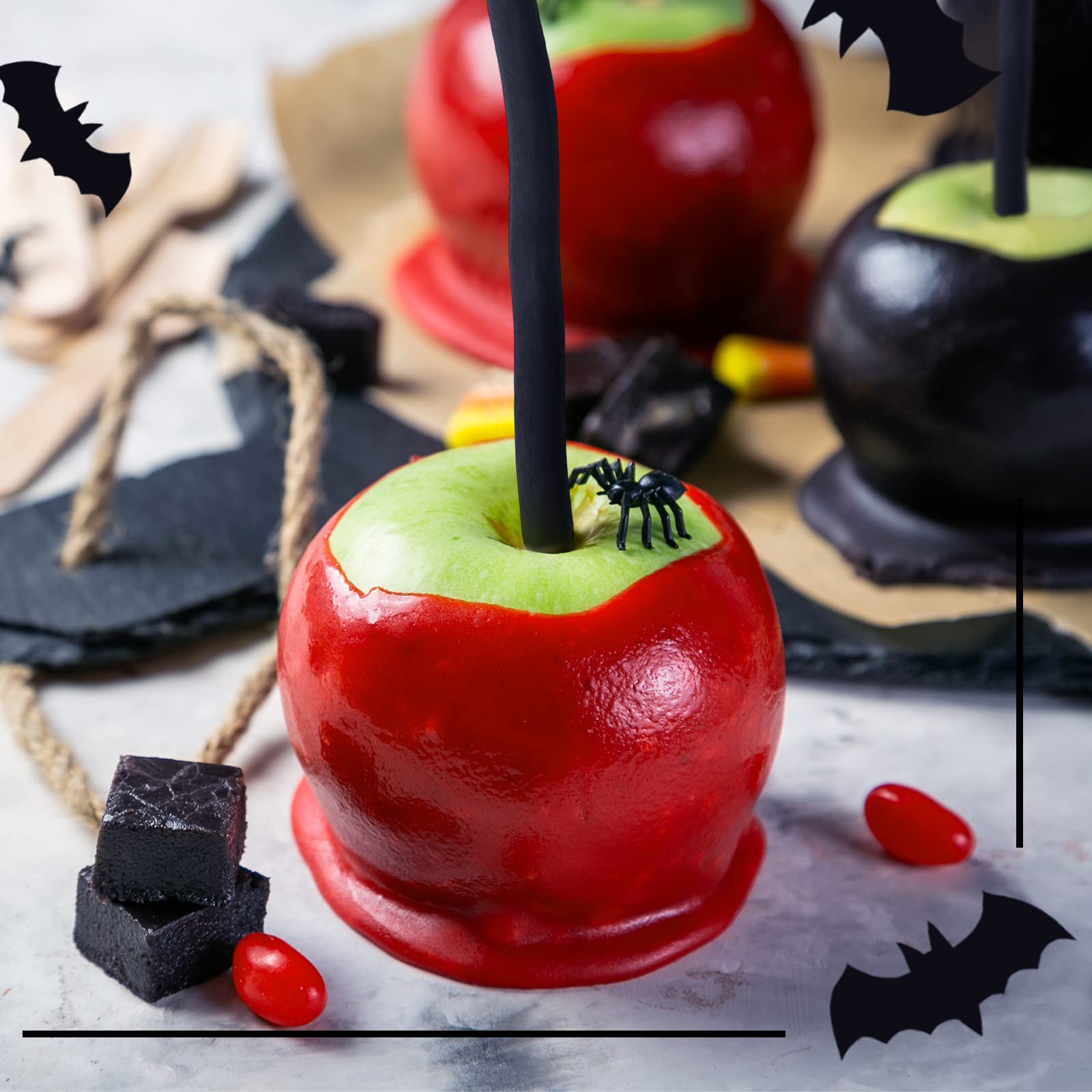 36Pcs Black Wooden Candy Apple Sticks – 6 Inch Real Branch Style Caramel Apple Skewers for Halloween, Birthday & Dessert Decoration