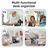Deli Mesh Desk Organizer 3-Compartment Metal Office Supplies Holder with Non-Slip Base Desktop Storage Caddy – Black