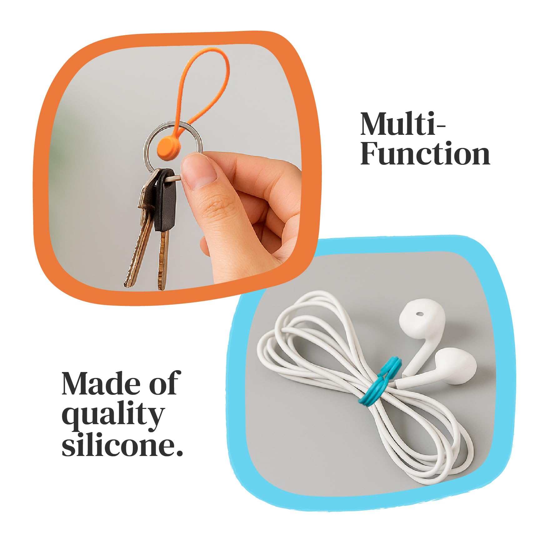 Magnetic Cable Organizer with Reusable Silicone Ties – Travel Cord Management Holder for Smart Devices Multicolor