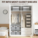 Large Fabric Closet Storage Baskets (4-Pack) – Decorative Collapsible Organizer Bins with Handles, White & Grey