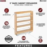 Slim 5-Inch Pull-Out Kitchen Cabinet Organizer – Maple Slide-Out Pantry Rack with Adjustable Shelves