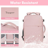 TAYGEER Women’s Carry-On Travel Backpack with USB Port & Shoe Compartment – TSA Approved – Amour Pink