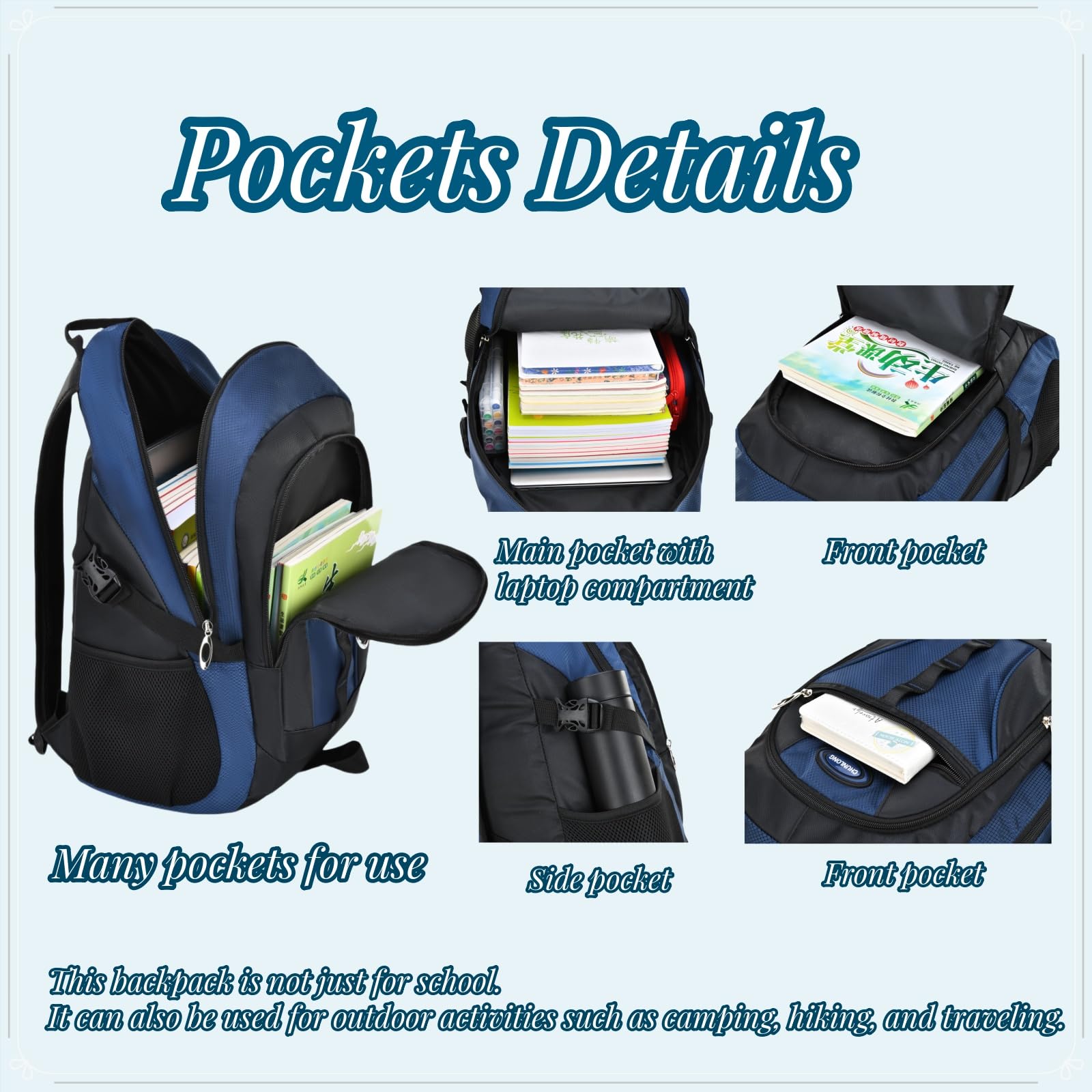 VIDOSCLA Kids School Backpack for Boys & Girls – Water-Resistant Lightweight Bookbag (Sky Blue)
