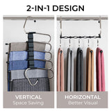 MORALVE Space-Saving Pants Hangers – 5-Tier Non-Slip Multi-Layer Closet Organizer for Trousers & Skirts (Black, 2-Pack)