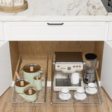 Slim Pull-Out Cabinet Organizer – 1-Tier Silver Sliding Wire Shelf for Kitchen, Bathroom & Pantry