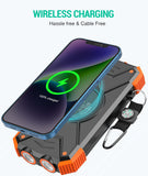 BLAVOR 10000mAh Solar Power Bank with 20W USB-C Fast Charging, Wireless Charging, Dual Flashlight & Compass – Waterproof Outdoor Portable Charger for iPhone, Samsung & Camping