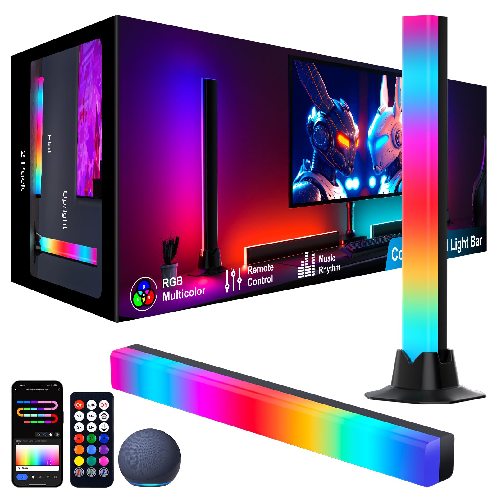 WiFi RGB IC Smart Light Bars – Alexa Voice Control Gaming & TV Ambient Lighting