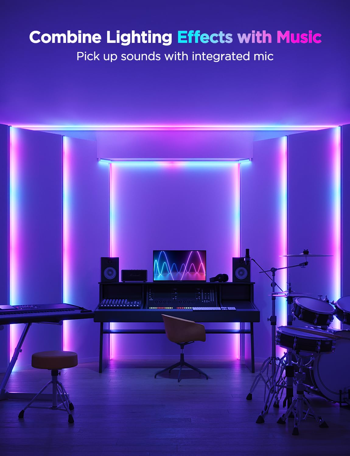 Govee RGBIC LED Strip Lights with Diffuser Channel – 60 LEDs/m, Alexa Compatible & Corner-Ready Design