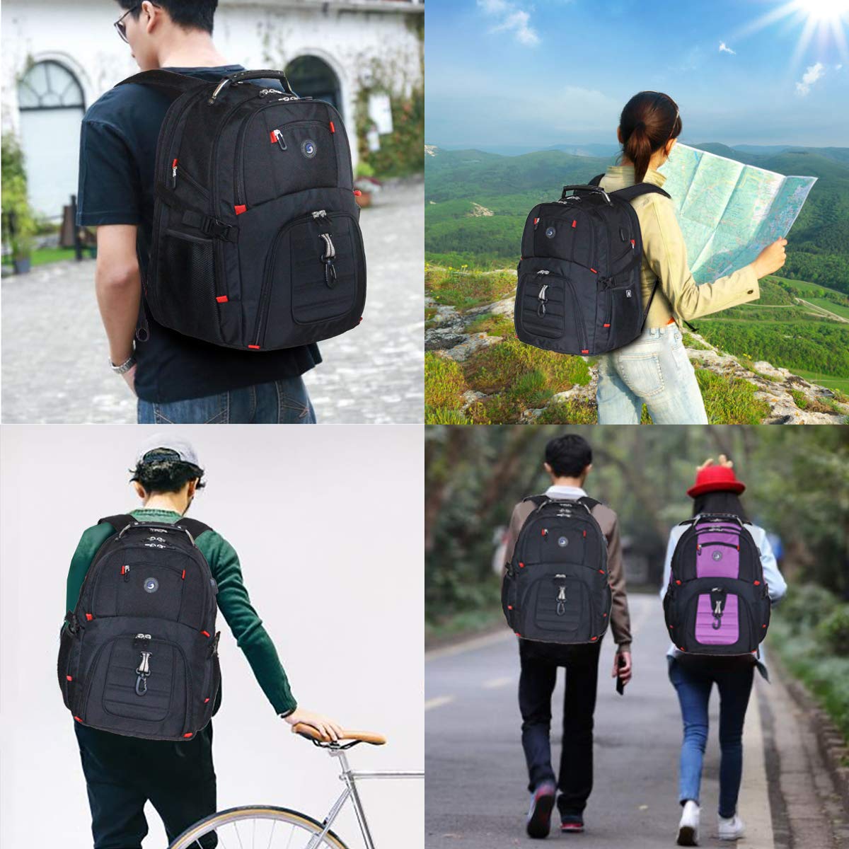 Extra Large 50L Travel Laptop Backpack – Airline-Approved Carry-On with USB Charging & Lock (17″)