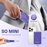 Magnetic Wireless Power Bank 10,000mAh – Slim All-in-One Charger with Built-In Cables & Stand (Dark Blue)