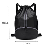 LOKAPEGY Waterproof Drawstring Gym Backpack – Lightweight Sports Cinch Bag with Shoe Compartment (Black)