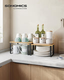 Cabinet Organizer Shelf Set (2-Pack) – Stackable & Expandable Kitchen Counter Shelves with Metal Frame