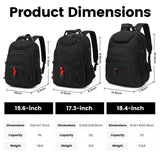 BOAVAN 15.6” Waterproof Laptop Backpack for Work & Travel with USB Port, RFID Pocket – Black