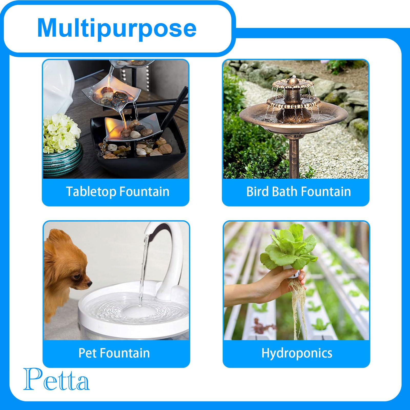 USB Portable Cat Water Fountain Pump – DIY Outdoor Pet Water Dispenser with Adjustable Flow (Black)