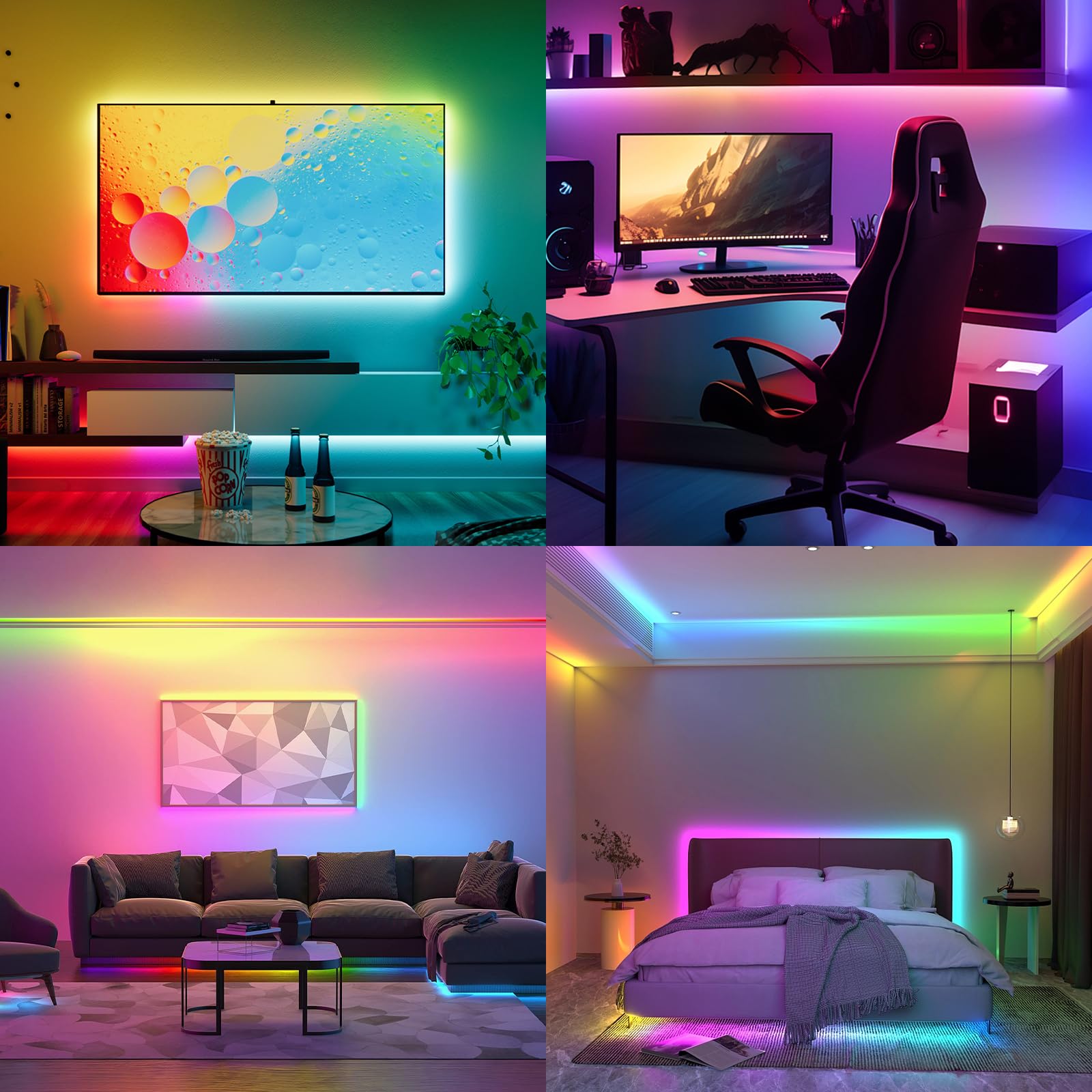 RGBIC COB LED Strip Lights 2×20FT – 16M Colors Music Sync Smart Strip with App & RF Remote
