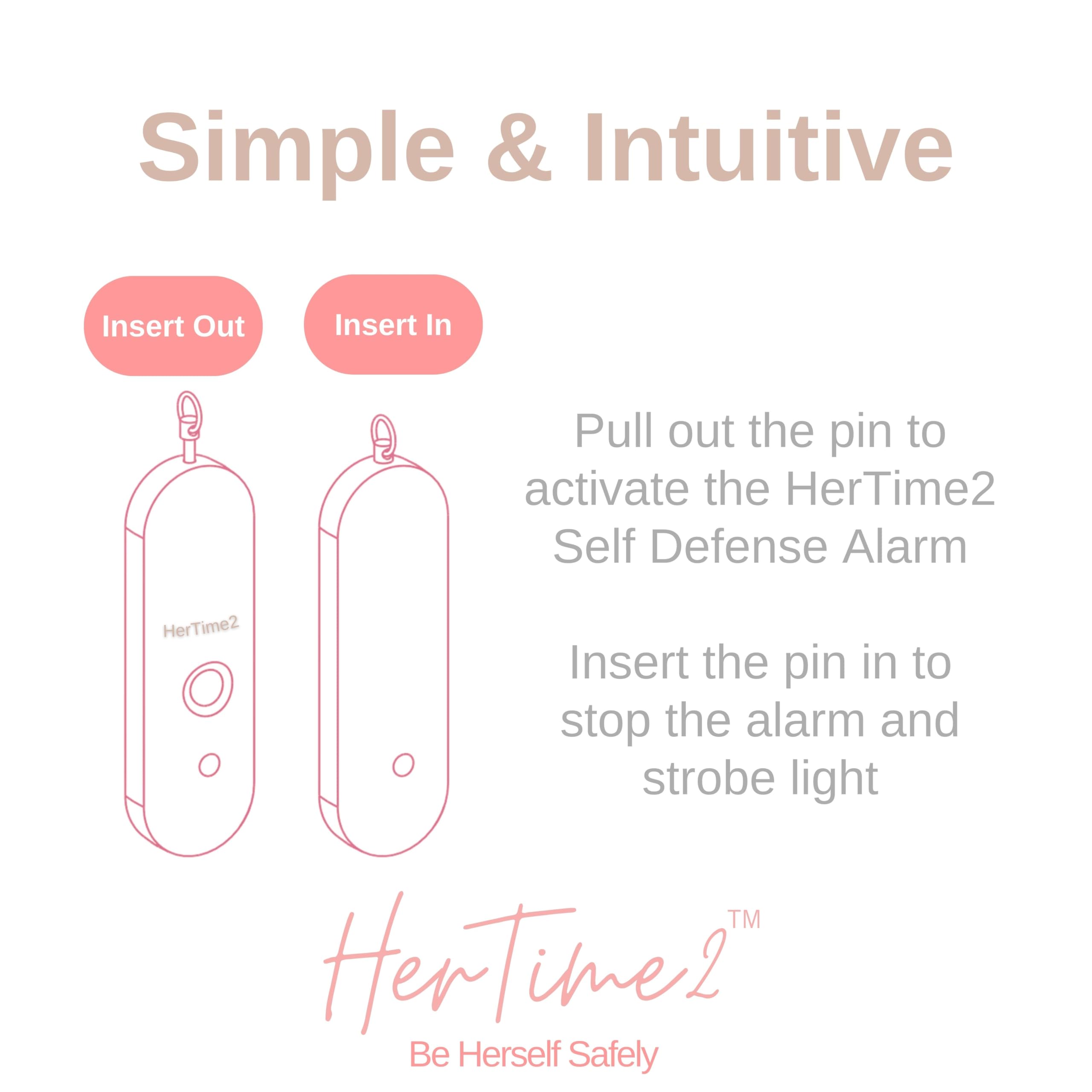 HerTime2 Personal Safety Alarm Keychain – 130dB Emergency Siren with Strobe Light, Waterproof (Executive Black)