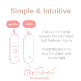 HerTime2 Personal Safety Alarm Keychain – 130dB Siren with Strobe Light, Waterproof (Rose Gold)