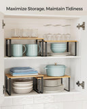 Cabinet Organizer Shelf Set (2-Pack) – Stackable & Expandable Kitchen Counter Shelves with Metal Frame