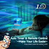 Aurora Northern Lights Cube Projector – 18 Colors Galaxy Ceiling Night Light with Remote & Timer