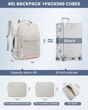 LOVEVOOK 40L Airline-Approved Carry-On Travel Backpack with Packing Cubes & Wet Pocket – Gray Pink