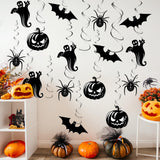 Halloween Hanging Swirl Decorations – 32-Piece Black & White Party Set with Pumpkins, Ghosts, Bats & Spiders