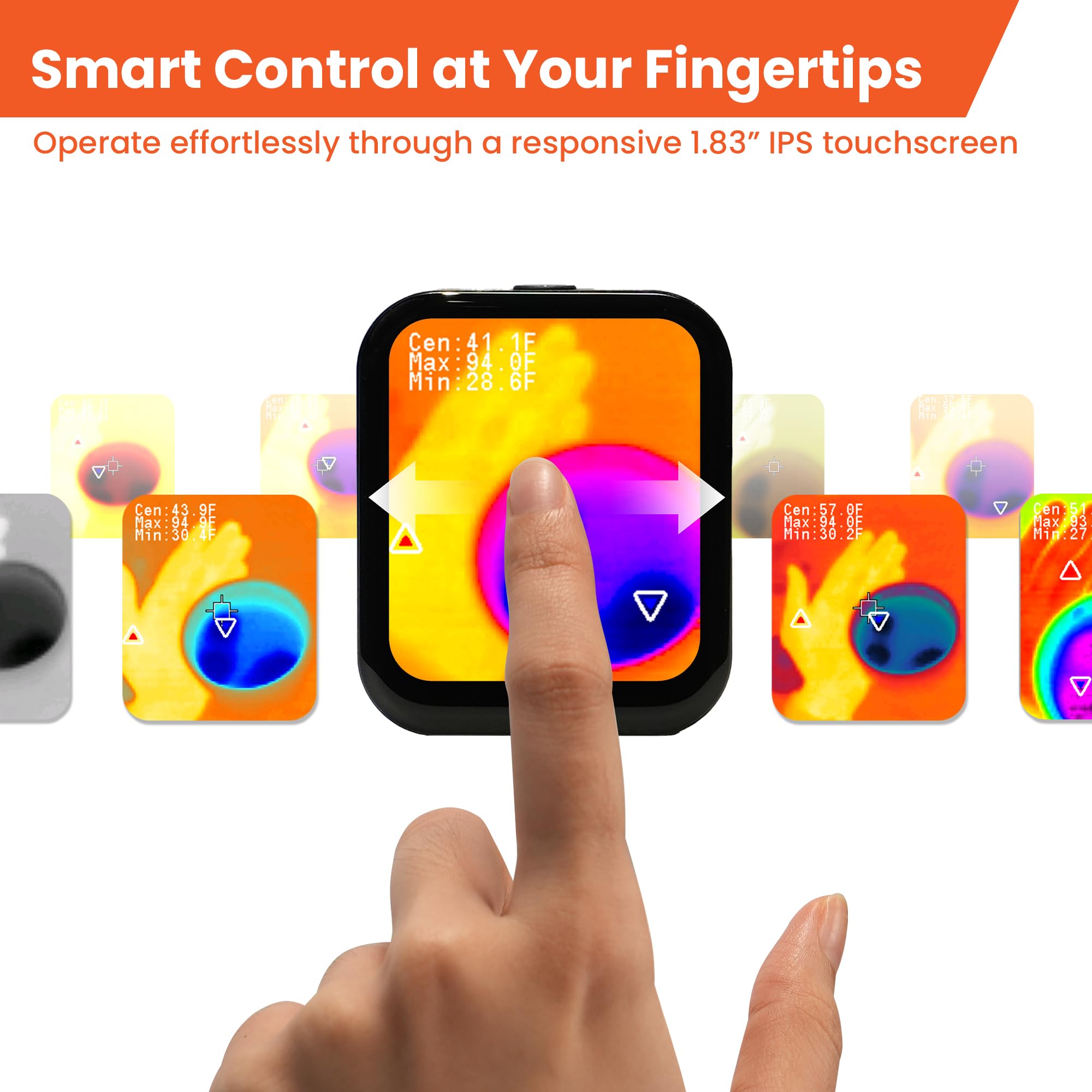 Mini Pocket Thermal Camera with Touchscreen – 80x60 IR Sensor, Real-Time Heat Detection (Black)