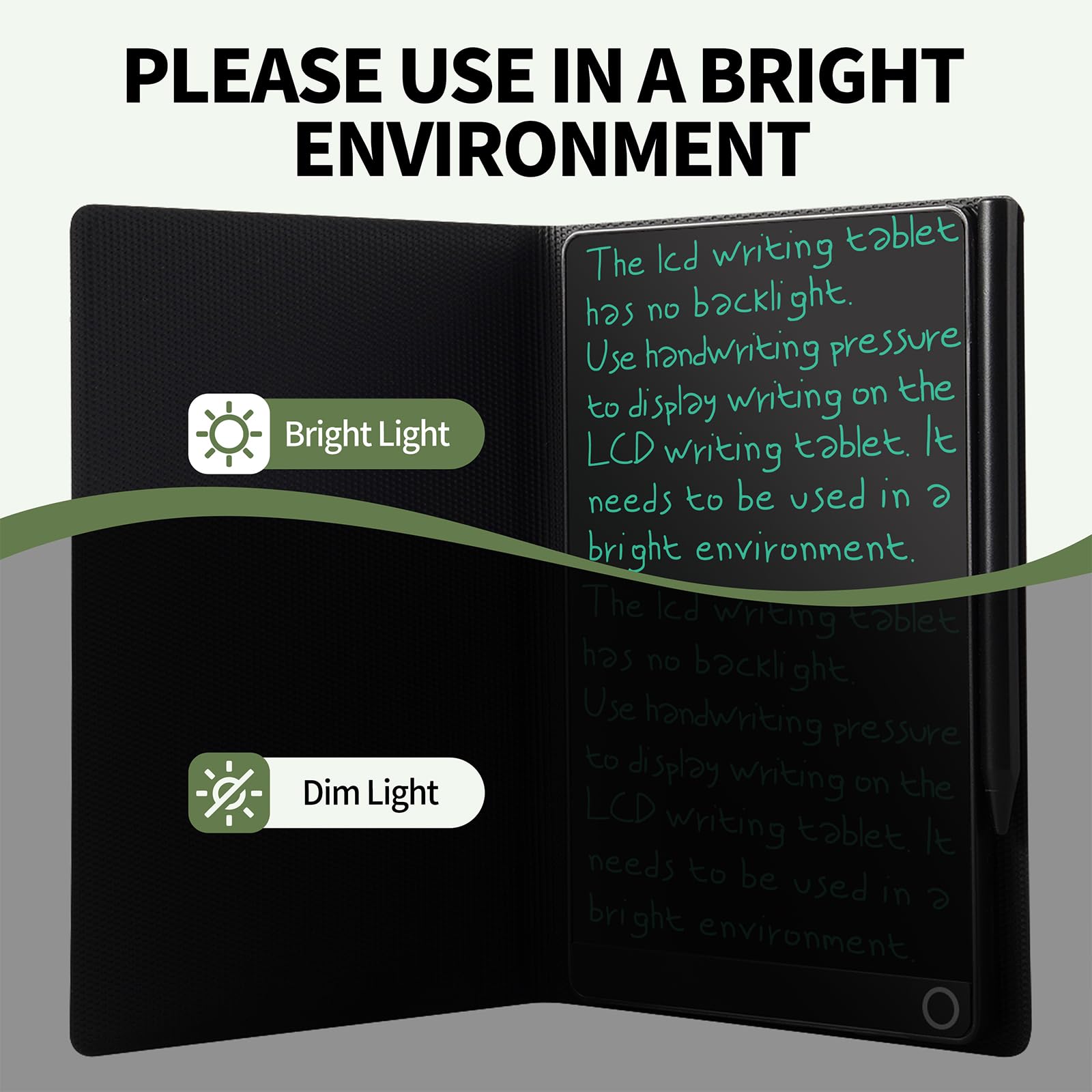 6.5” LCD Writing Tablet with Leather Case – Dual Tone Reusable Digital Notepad (Black & Blue-Green)
