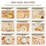 34-Piece Silicone Kitchen Utensil Set with Wooden Handles – Heat Resistant, Non-Stick Safe (Cream White)