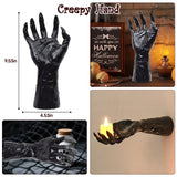 3D Creepy Wall Hands Halloween Decoration Set – Black Resin Spooky Hands with Candles & Mounting Kit, Gothic Wall Decor for Haunted Homes