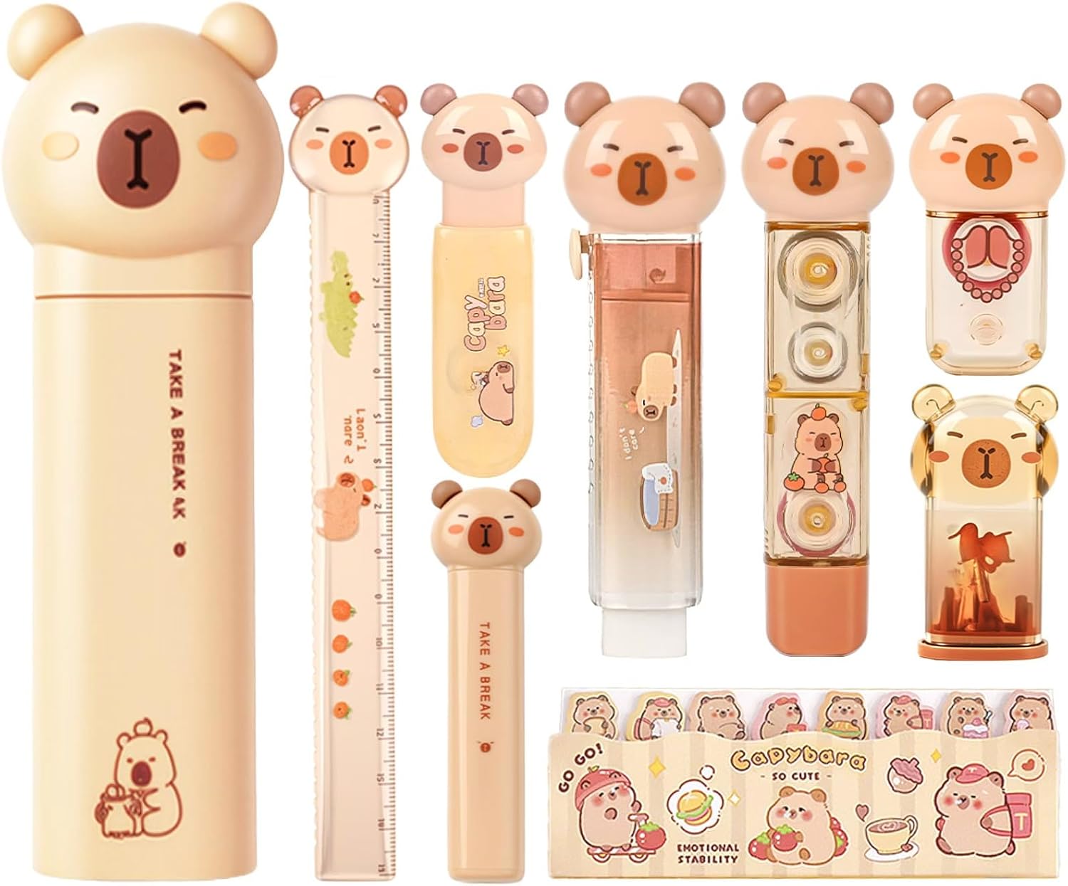 Brown Capybara Desk Tool Set with 120 Page Tabs