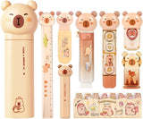 Brown Capybara Desk Tool Set with 120 Page Tabs
