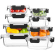HOMBERKING Borosilicate Glass Food Storage Containers – 8 Piece Leak-Proof Set with Locking Lids