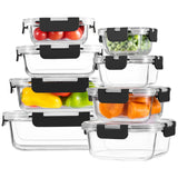 HOMBERKING Borosilicate Glass Food Storage Containers – 8 Piece Leak-Proof Set with Locking Lids