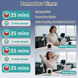 Rechargeable Pomodoro Timer with Magnetic Back, Flip Control & Auto-Rotating Screen, Preset 3/5/10/25/30/60 Min, Custom Countdown & Clock for Study, Office & Kitchen – White