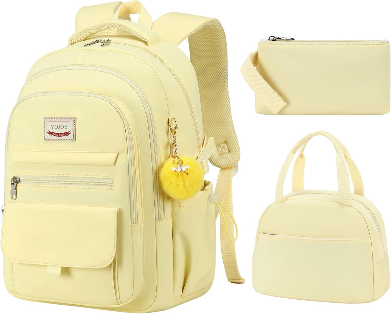 Pink 3-Piece School Backpack Set with Laptop Sleeve