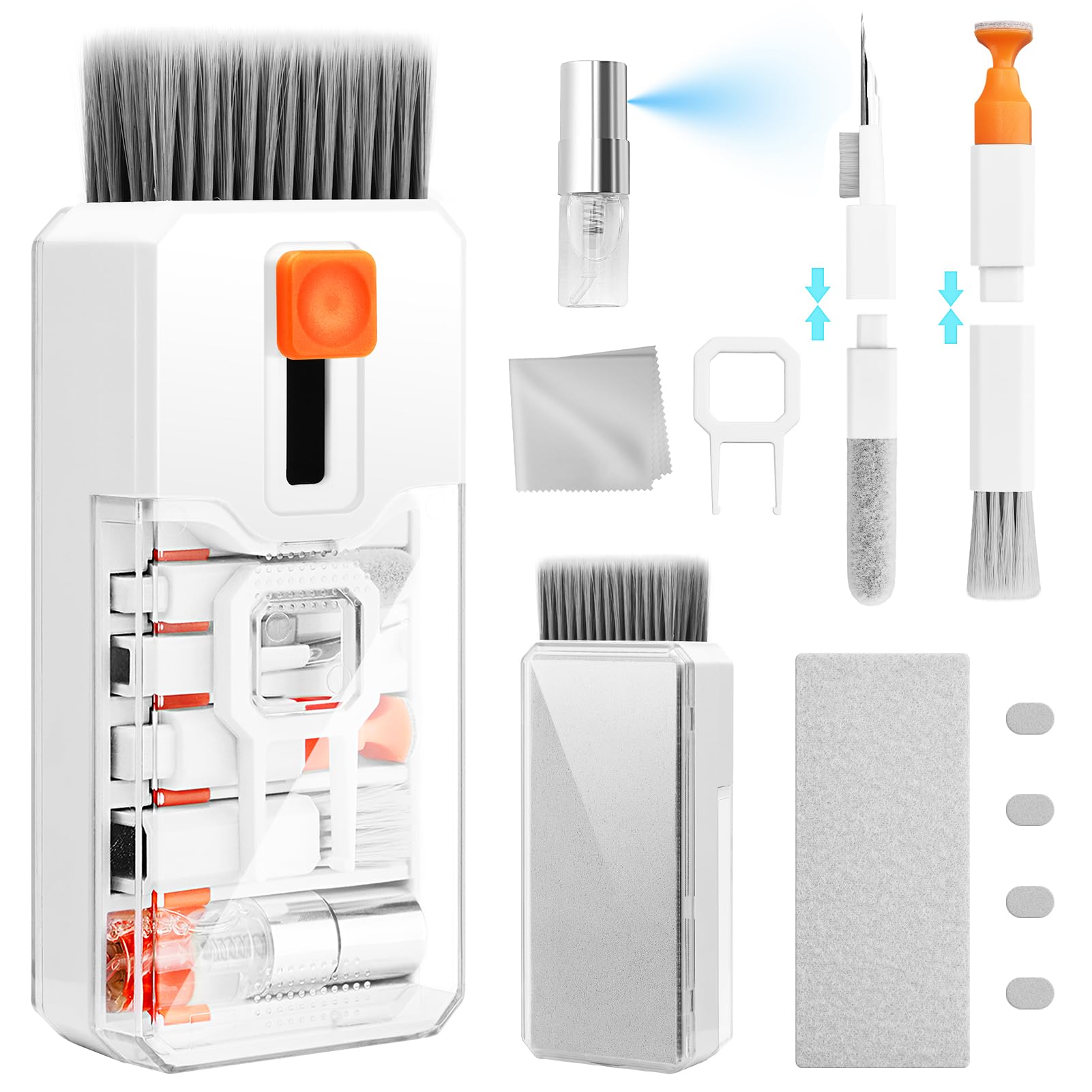 All-in-One Keyboard Cleaning Kit Laptop Screen & Electronics Cleaner Brush Tool Set Portable PC Accessories White